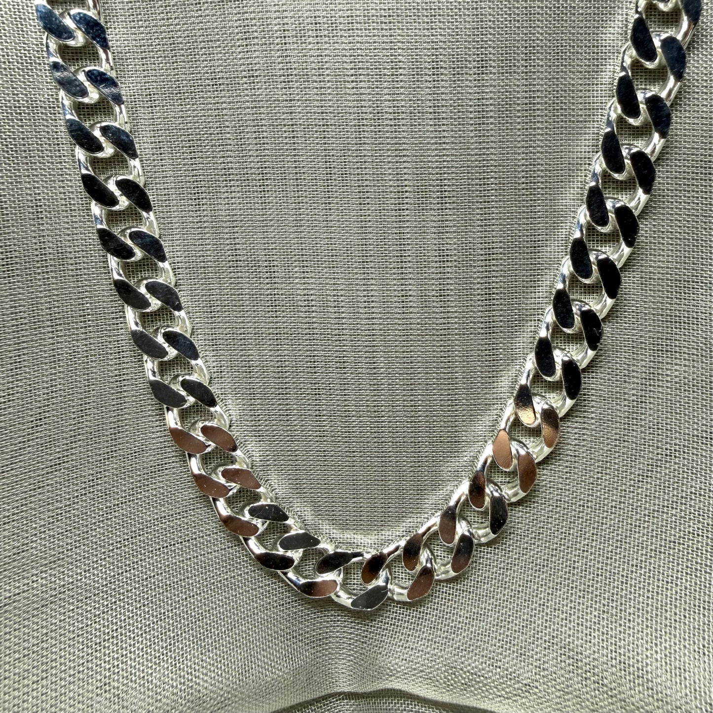 Sterling Silver Solid Curb Necklace Chain Men's Gents