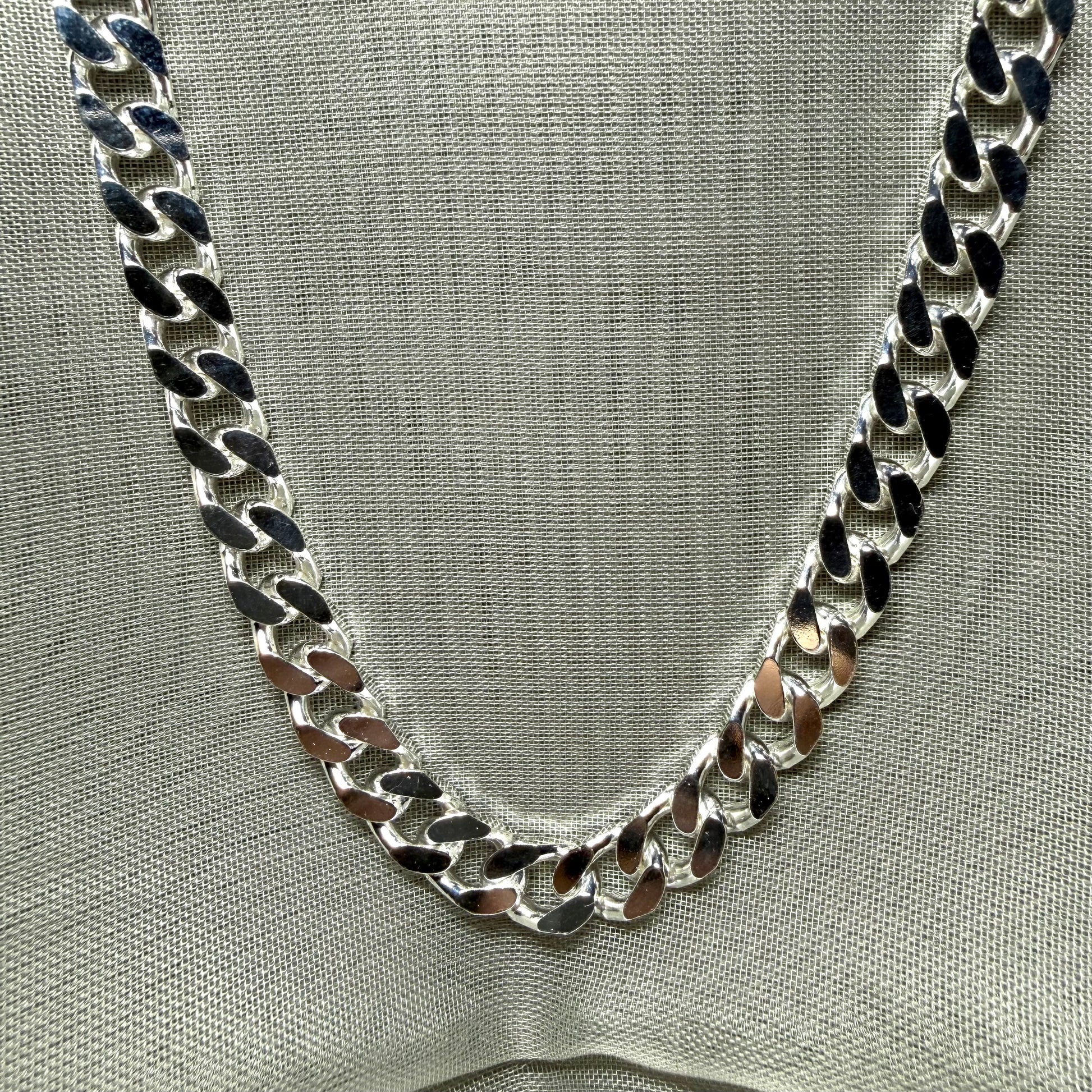 Sterling Silver Solid Curb Necklace Chain Men's Gents