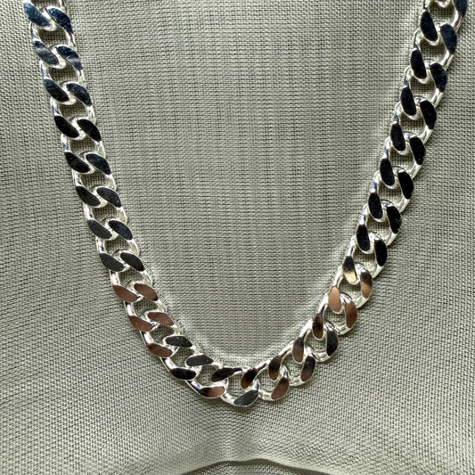 Sterling Silver Solid Curb Necklace Chain Men's Gents