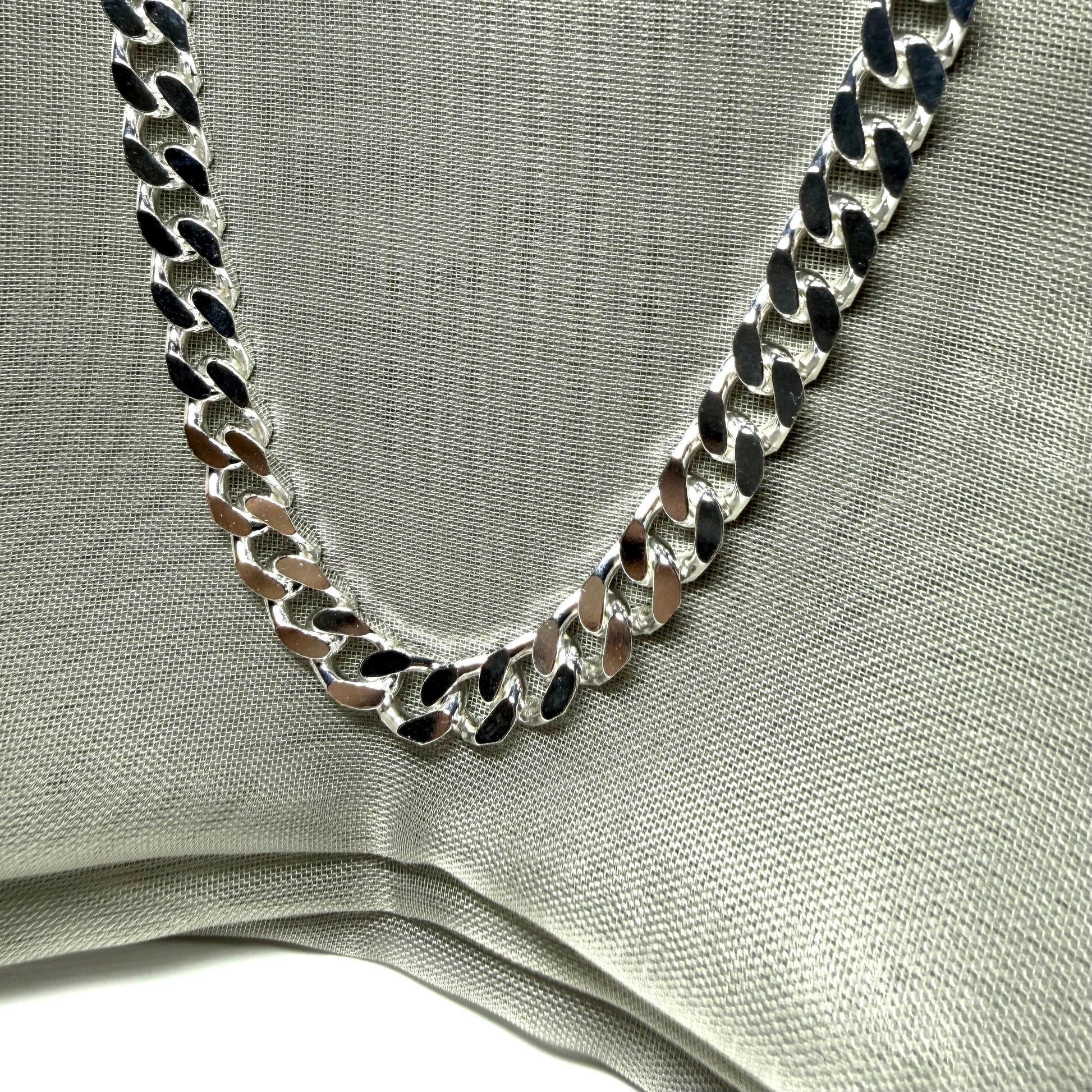 Sterling Silver Solid Curb Necklace Chain Men's Gents