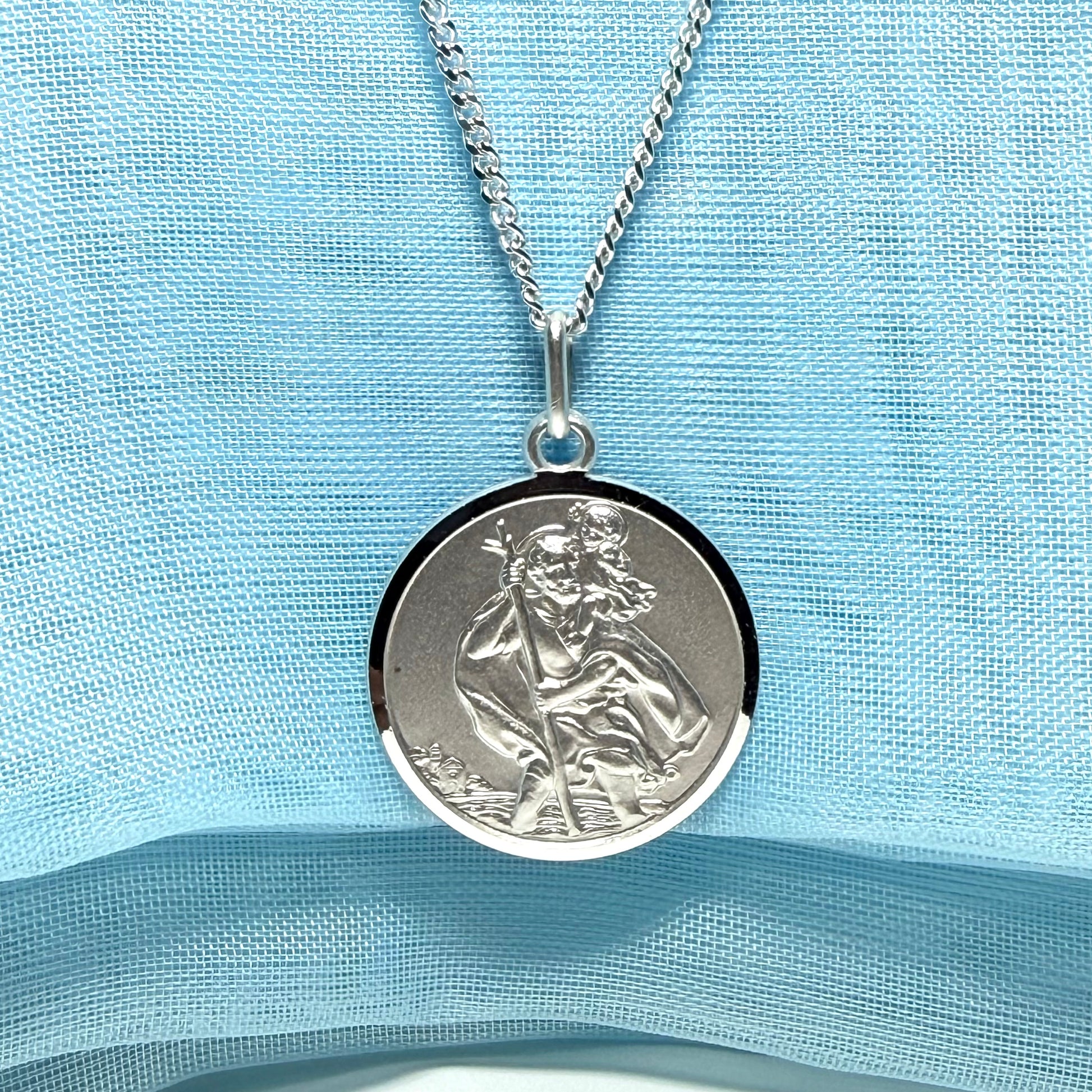 Sterling Silver Round St. Christopher Including Chain