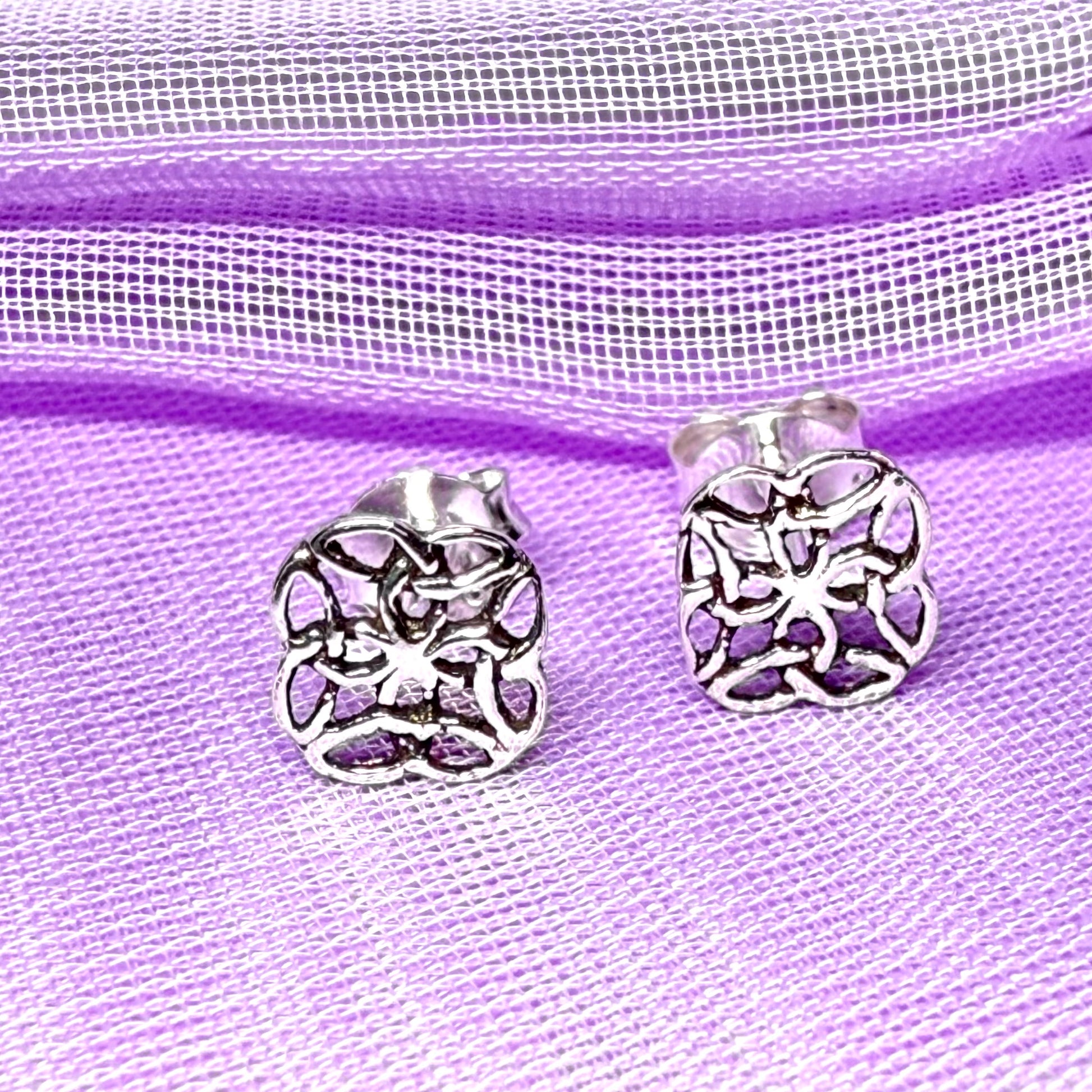 Sterling Silver Square Shaped Celtic Stud Earrings