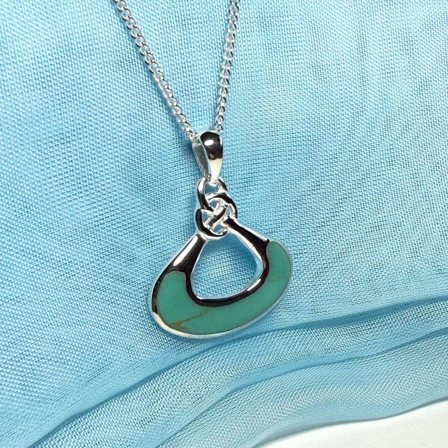 Sterling silver blue turquoise fancy necklace with chain
