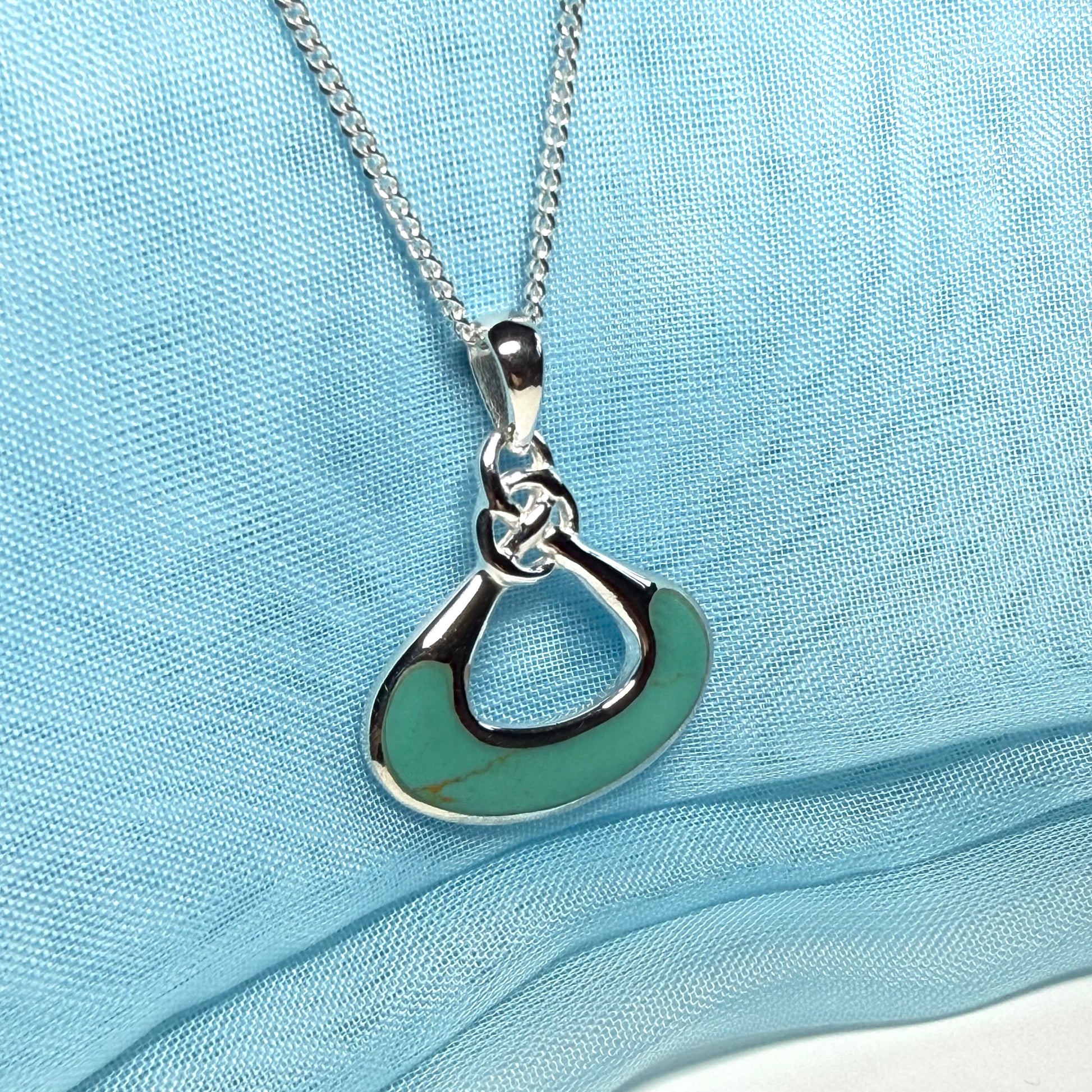 Sterling silver blue turquoise fancy necklace with chain