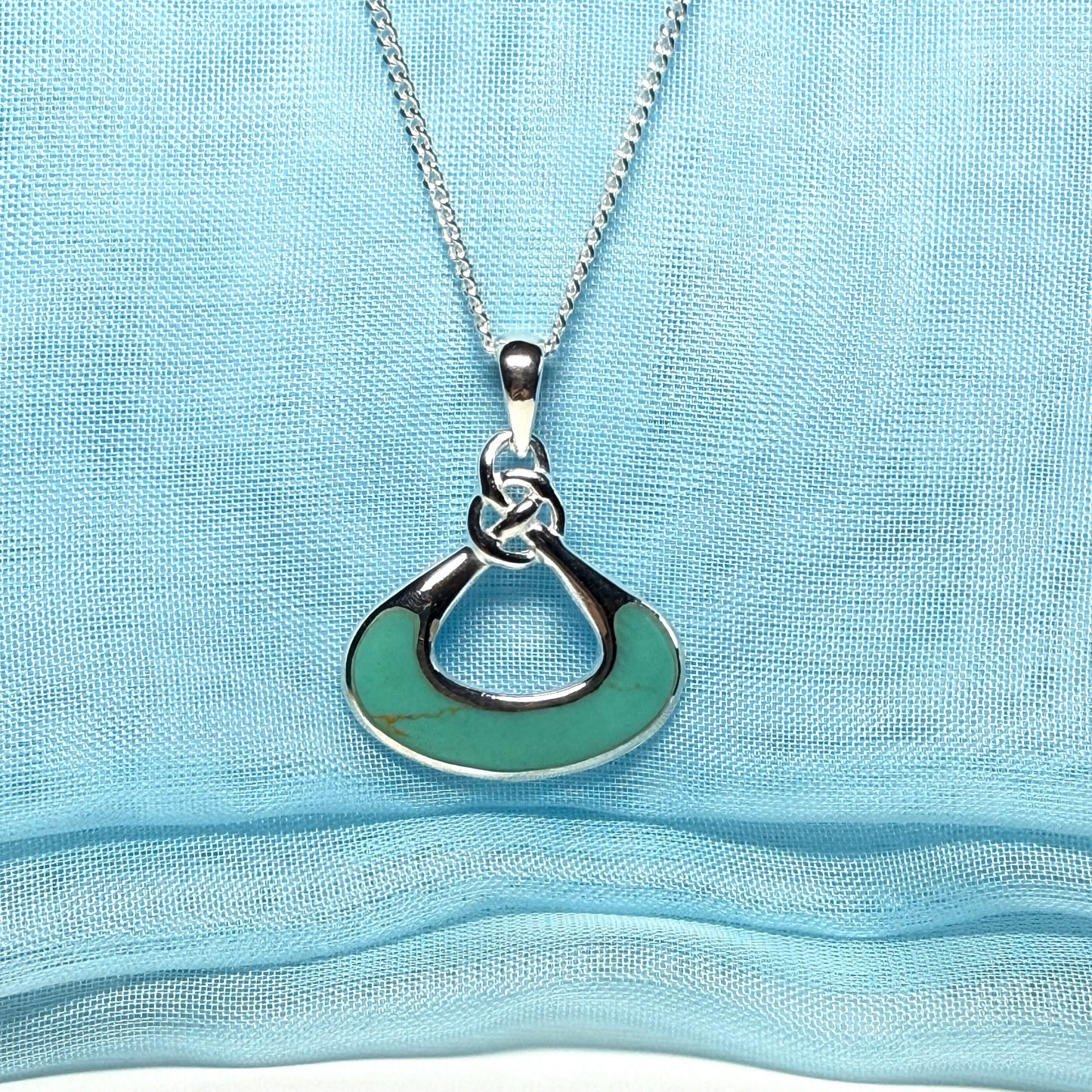 Sterling silver blue turquoise fancy necklace with chain