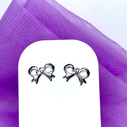 Sterling silver bow shaped stud earrings