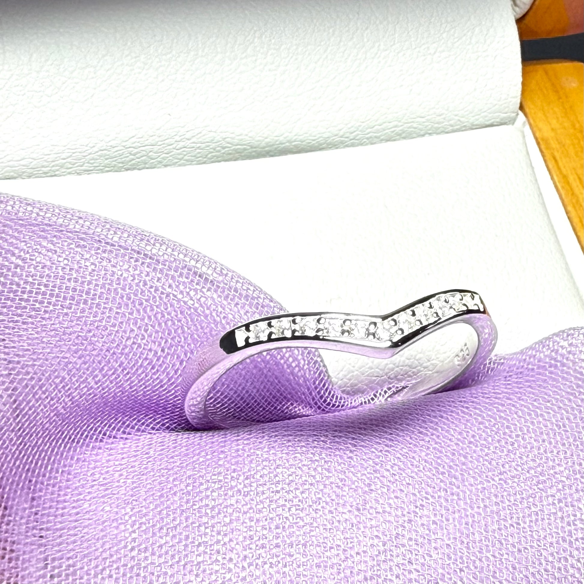 Sterling silver cubic zirconia wishbone ring