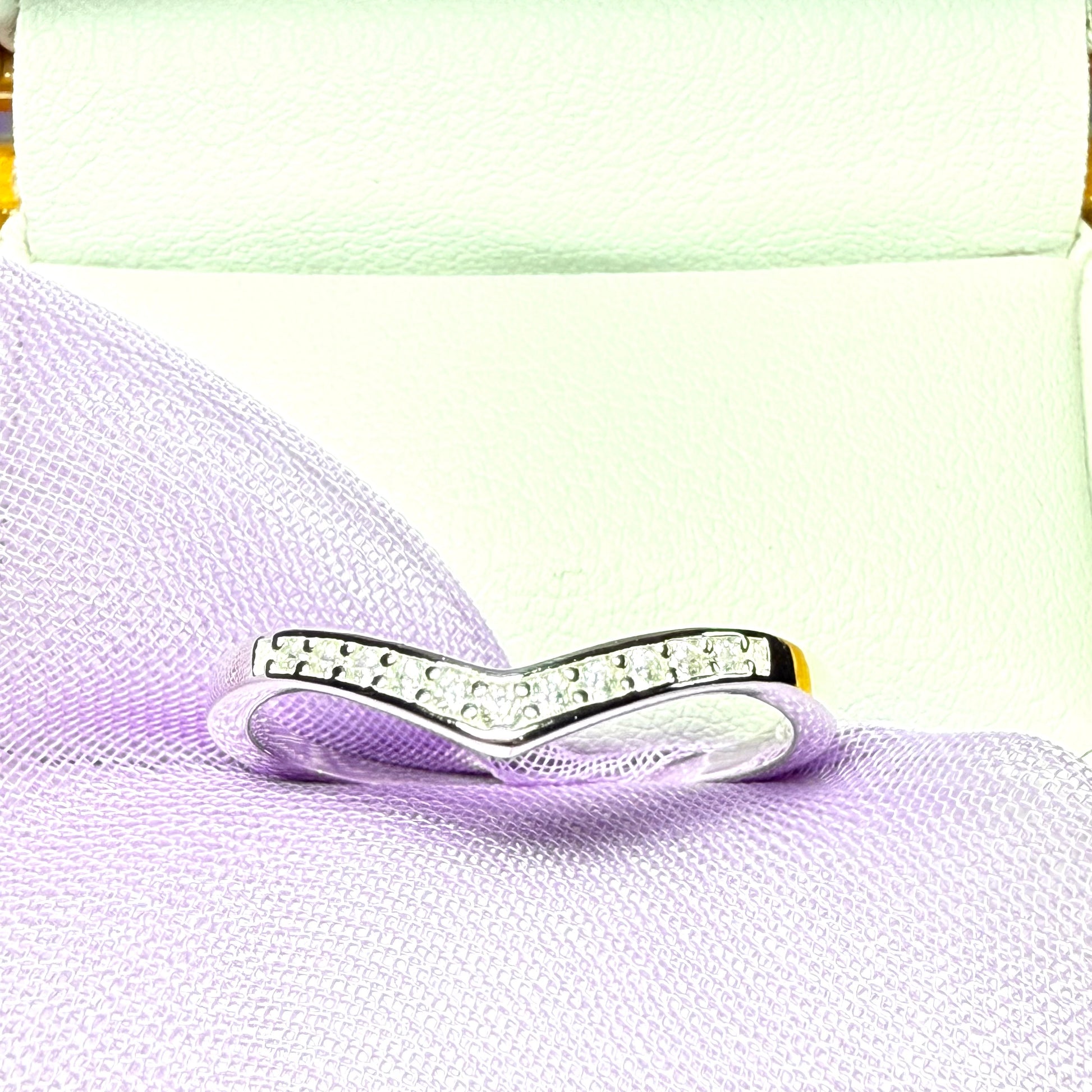 Sterling silver cubic zirconia wishbone ring