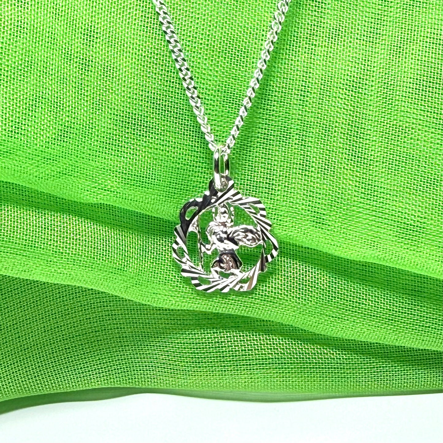 13 mm Sterling silver fancy Saint Christopher including chain