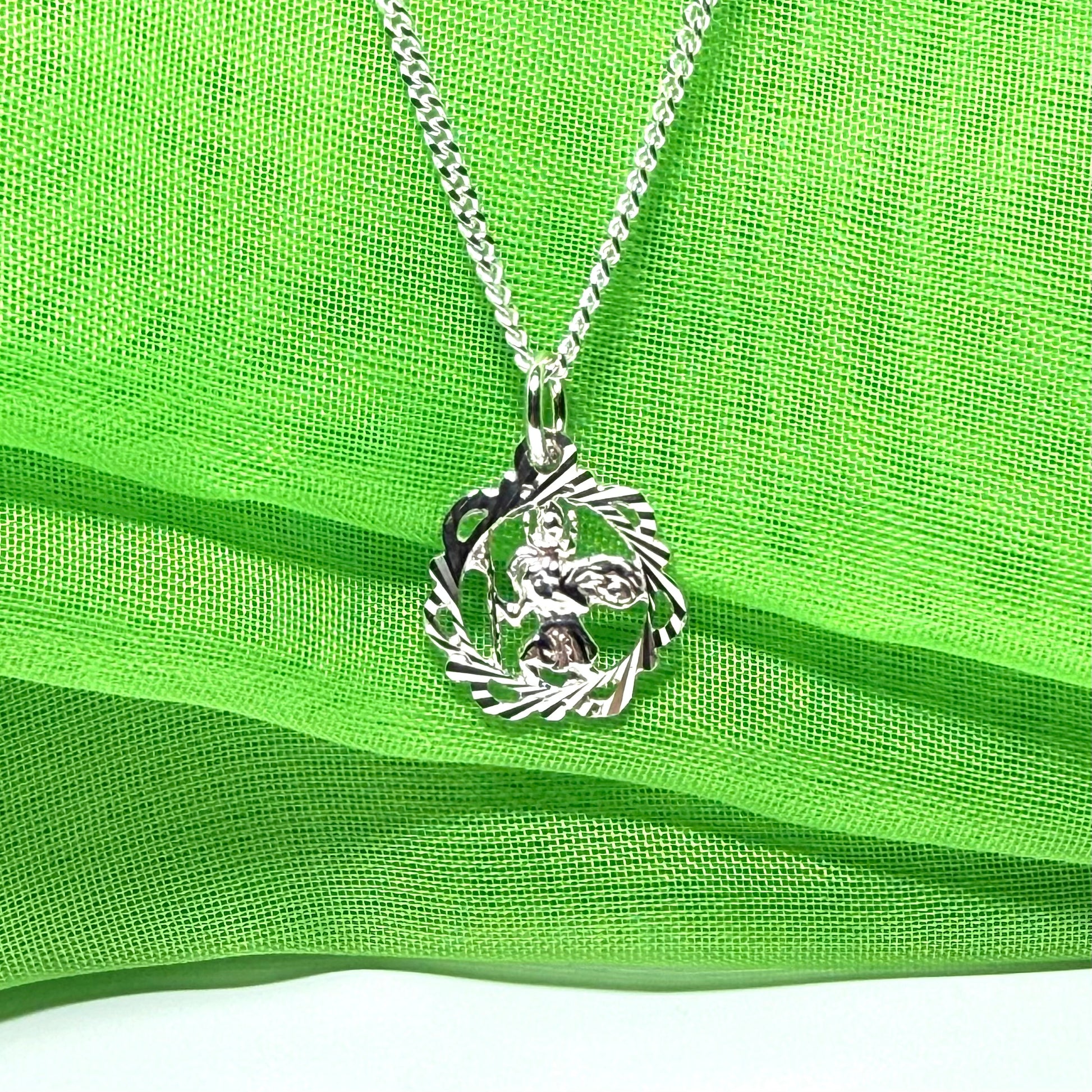 13 mm Sterling silver fancy Saint Christopher including chain