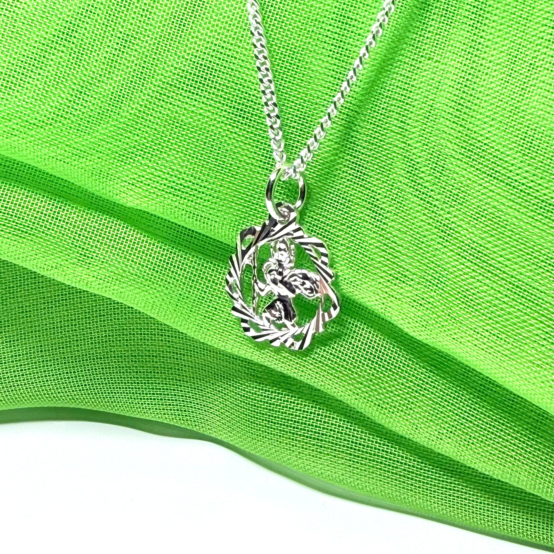 13 mm Sterling silver fancy Saint Christopher including chain