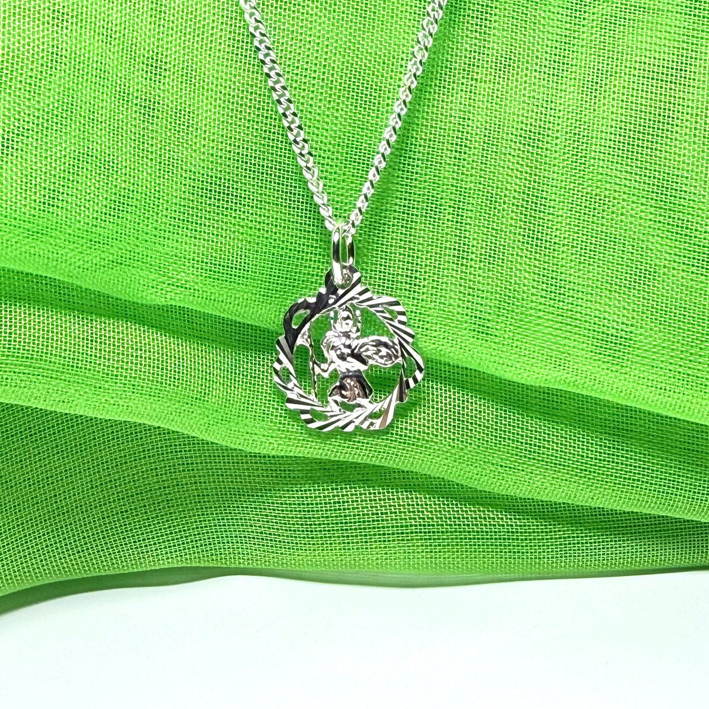 13 mm Sterling silver fancy Saint Christopher including chain