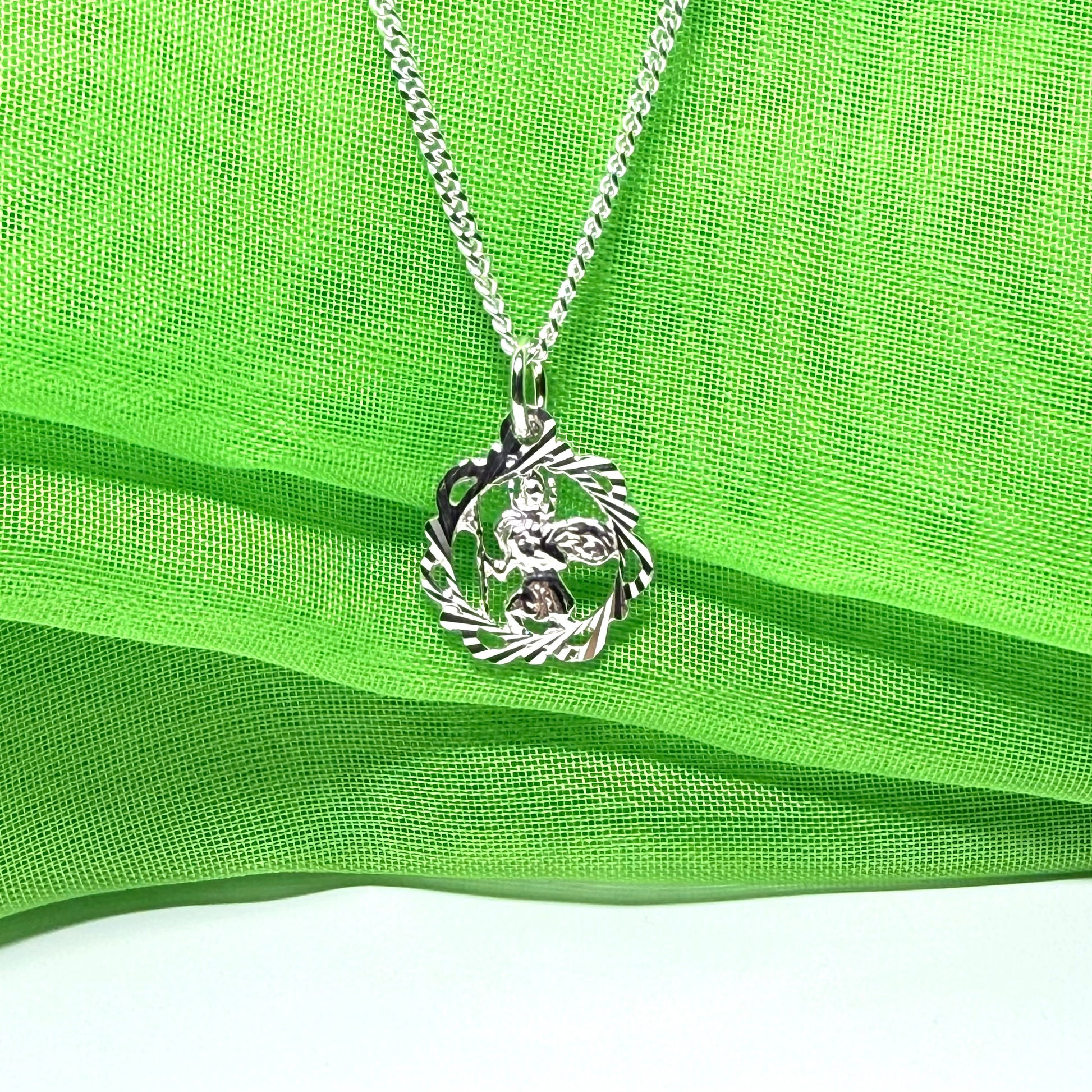 13 mm Sterling silver fancy Saint Christopher including chain
