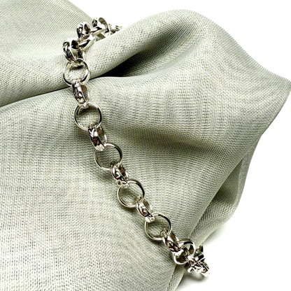 Sterling silver patterned round belcher bracelet