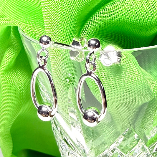 Sterling silver pear and ball shaped drop earrings