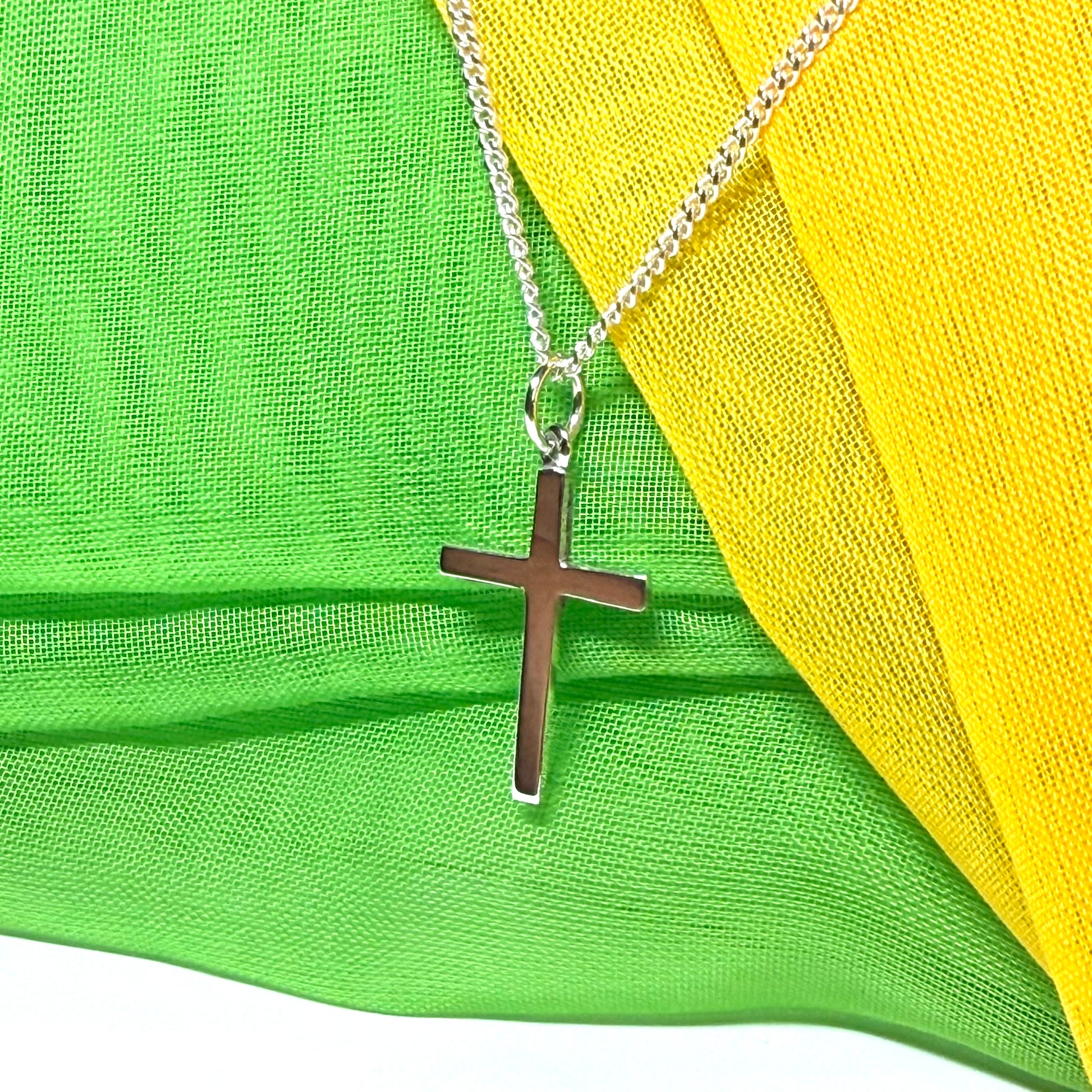 Sterling silver plain cross necklace including chain