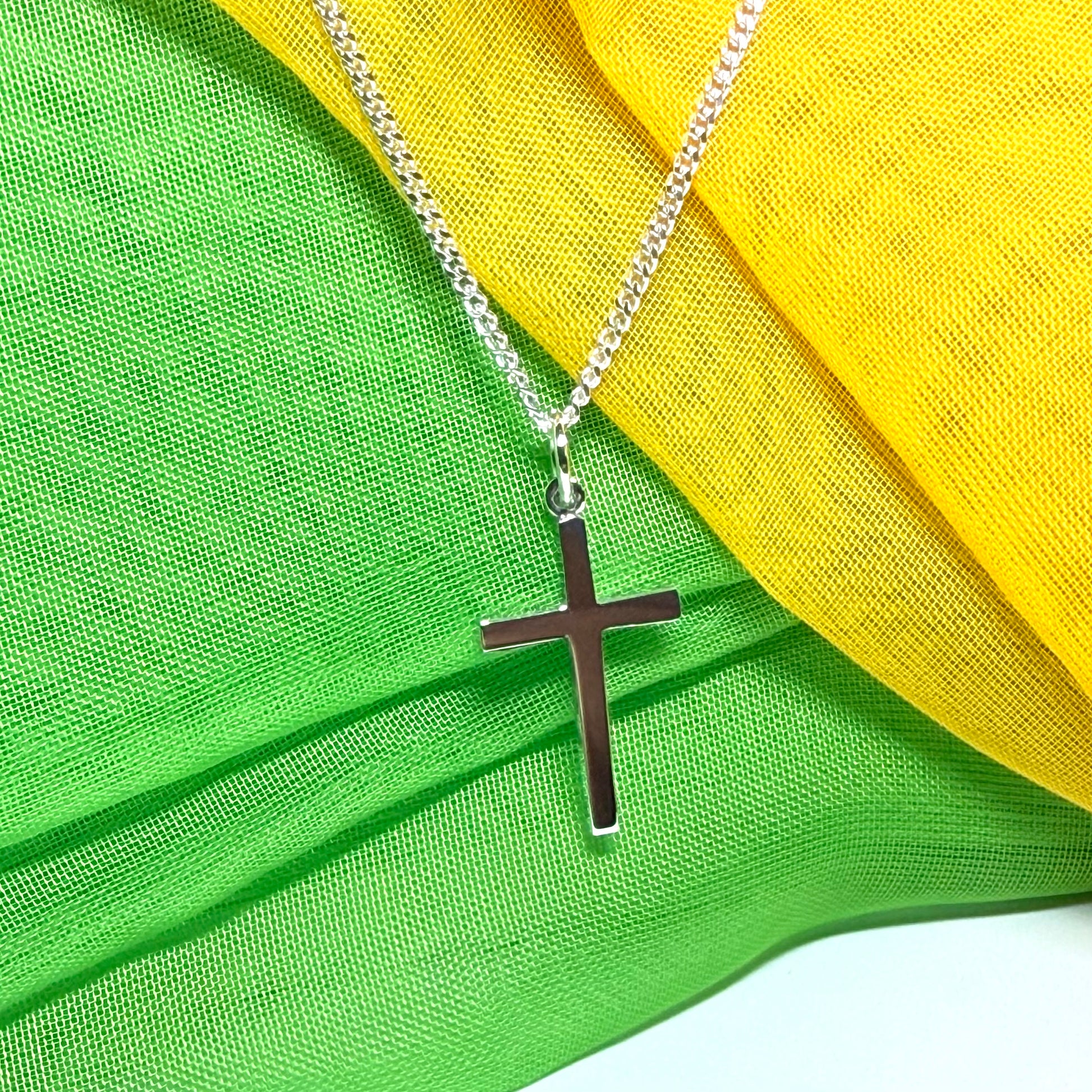 Sterling silver plain cross necklace including chain
