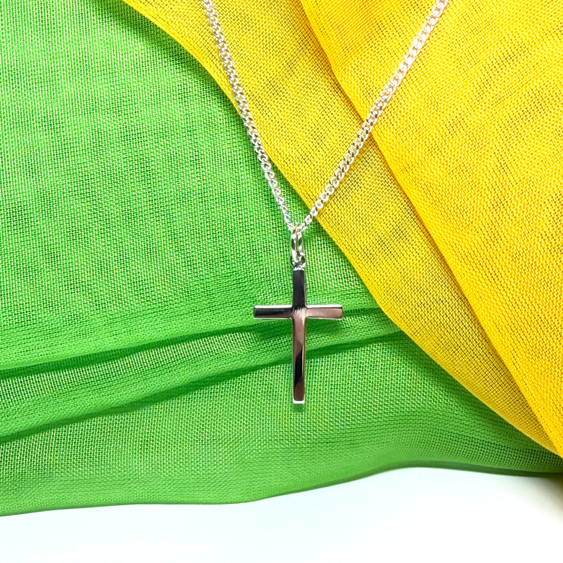 Sterling silver plain cross necklace including chain