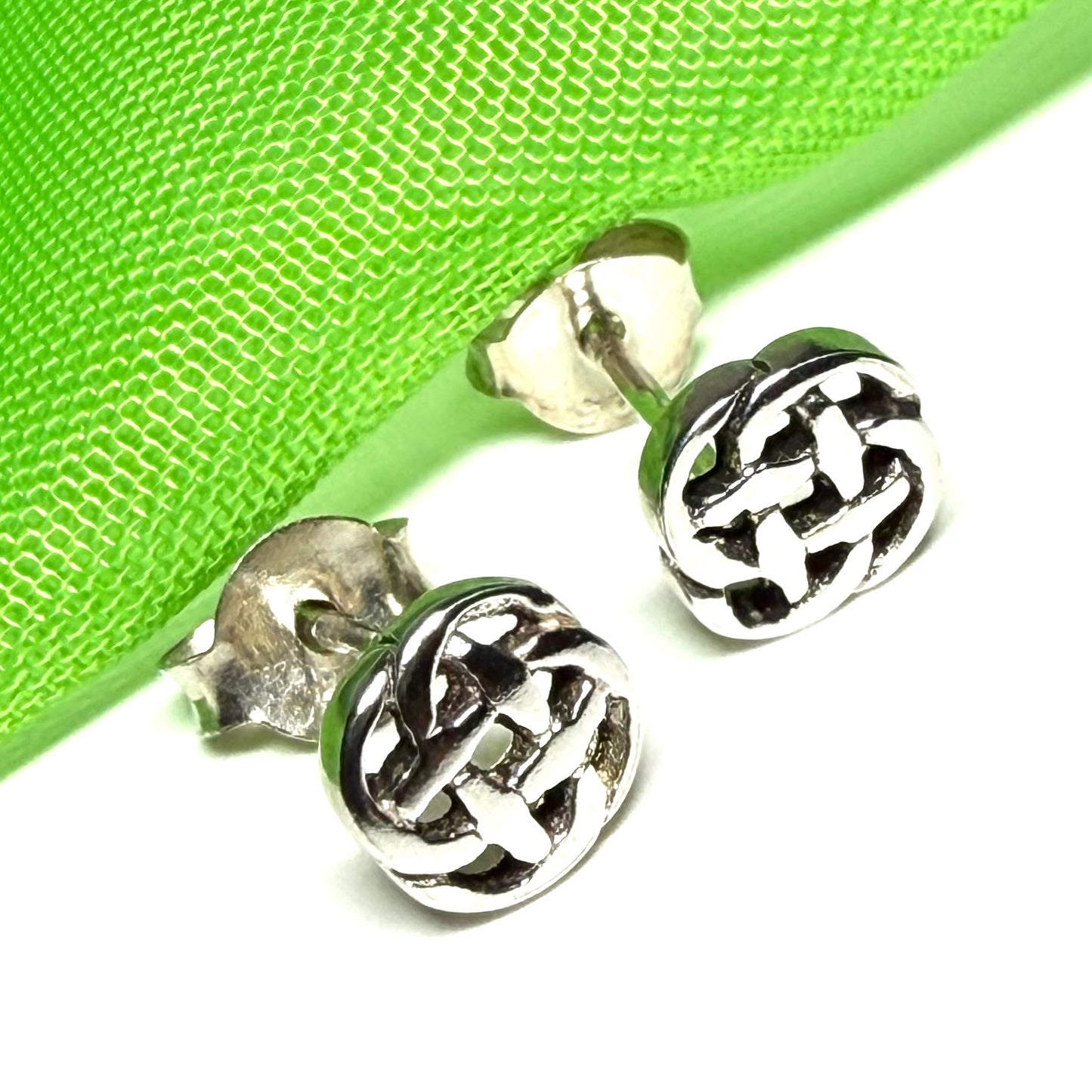 Sterling silver round Celtic stud earrings