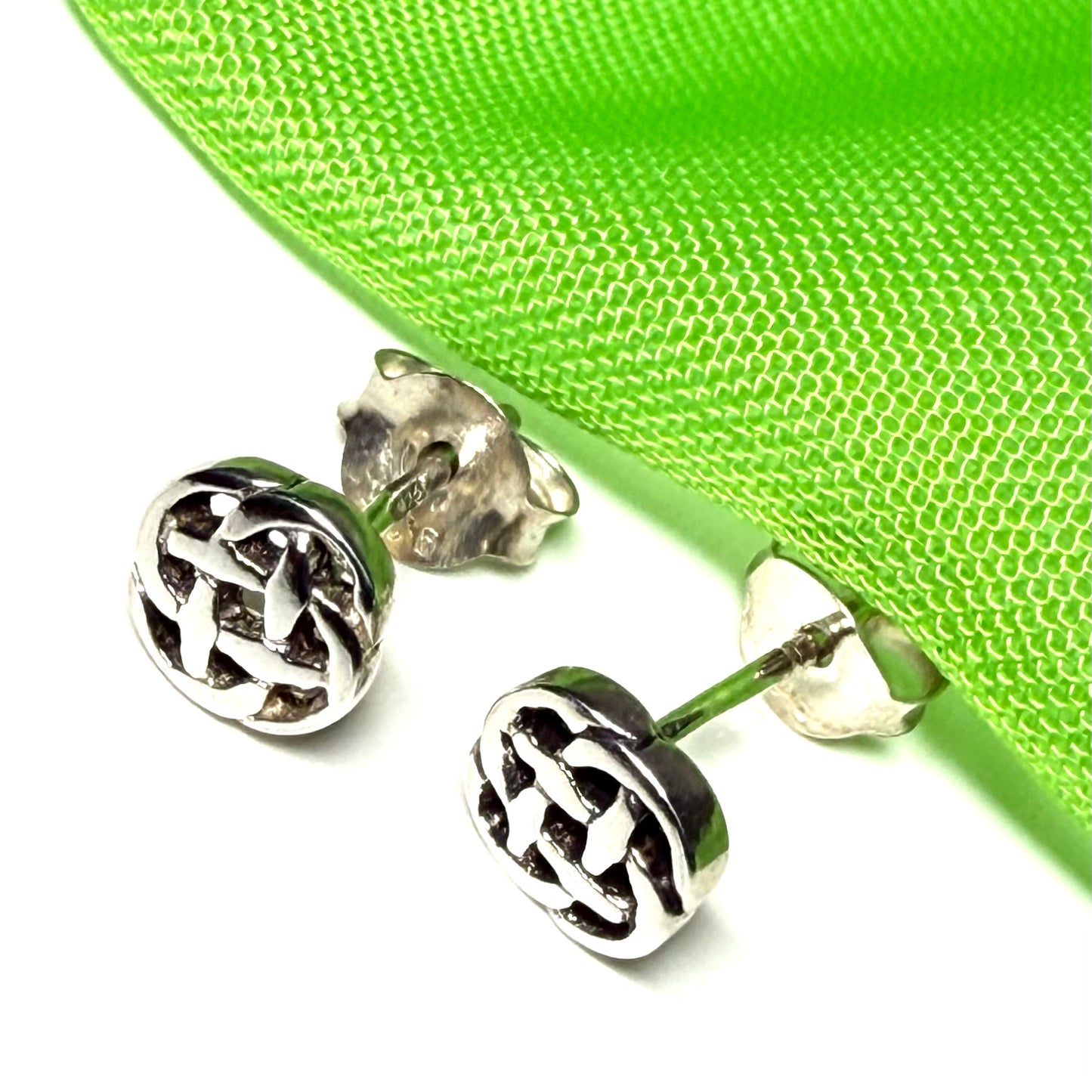 Sterling silver round Celtic stud earrings