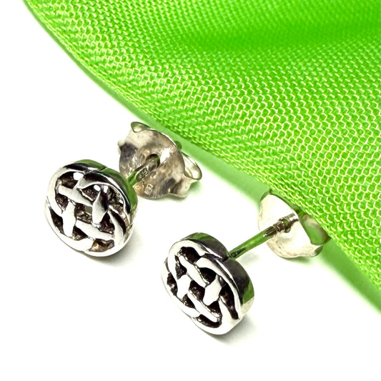 Sterling silver round Celtic stud earrings