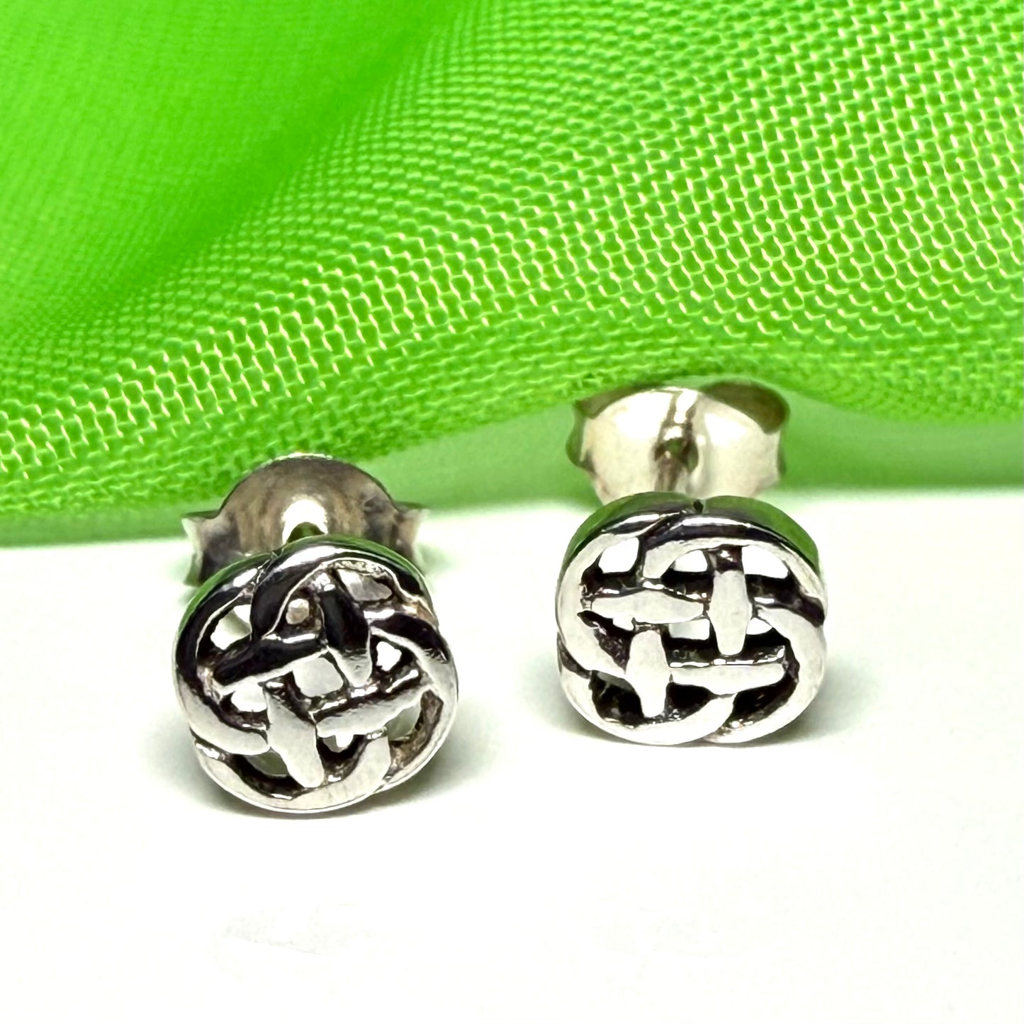 Sterling silver round Celtic stud earrings