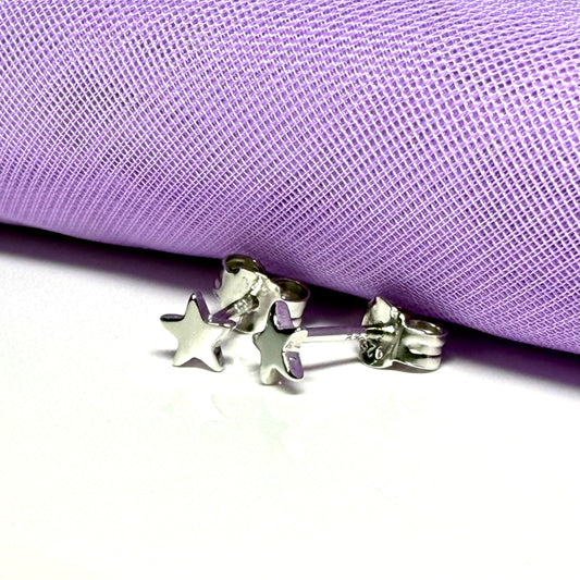 Sterling silver small star polished stud earrings