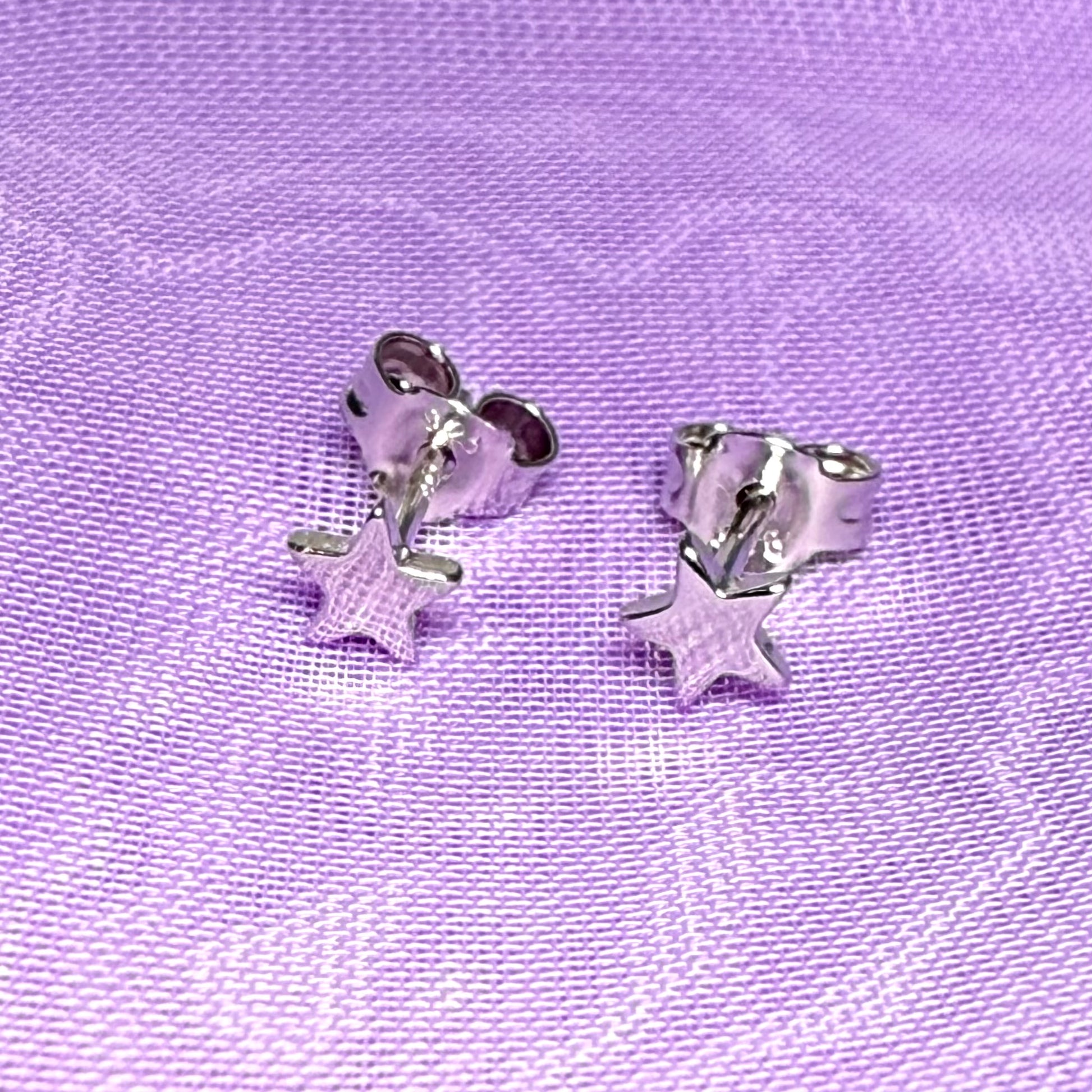 Sterling silver small star polished stud earrings