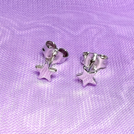 Sterling silver small star polished stud earrings
