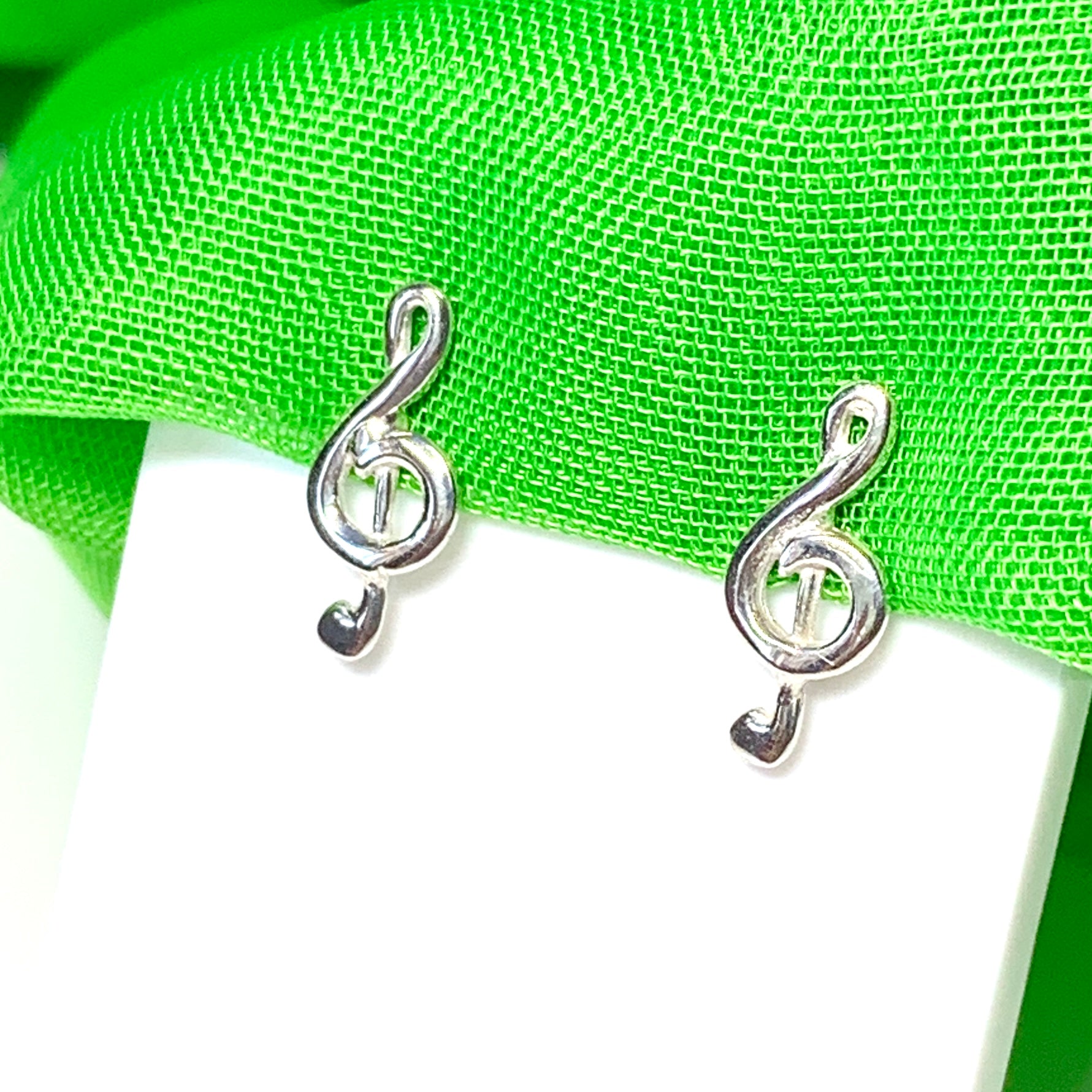 Sterling silver treble clef earrings stud