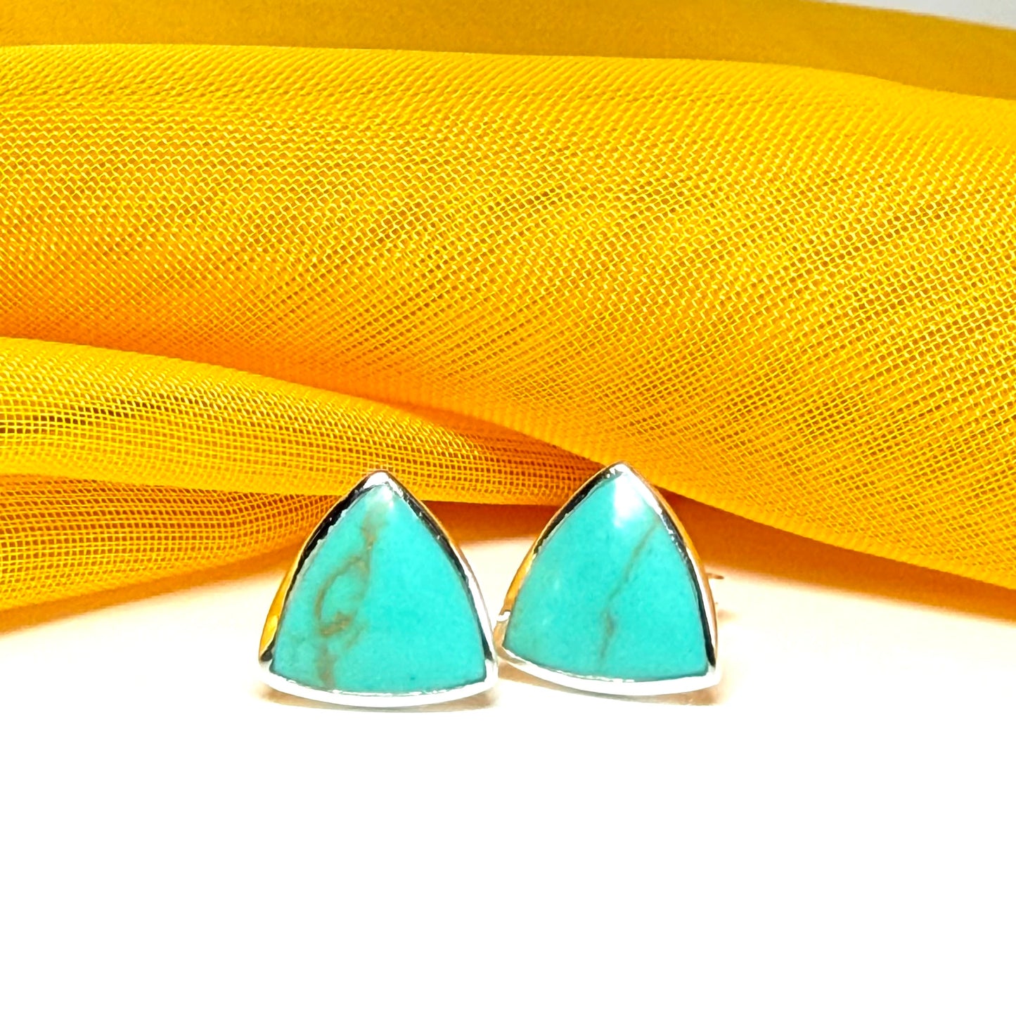 Sterling silver turquoise stud earrings triangle shaped