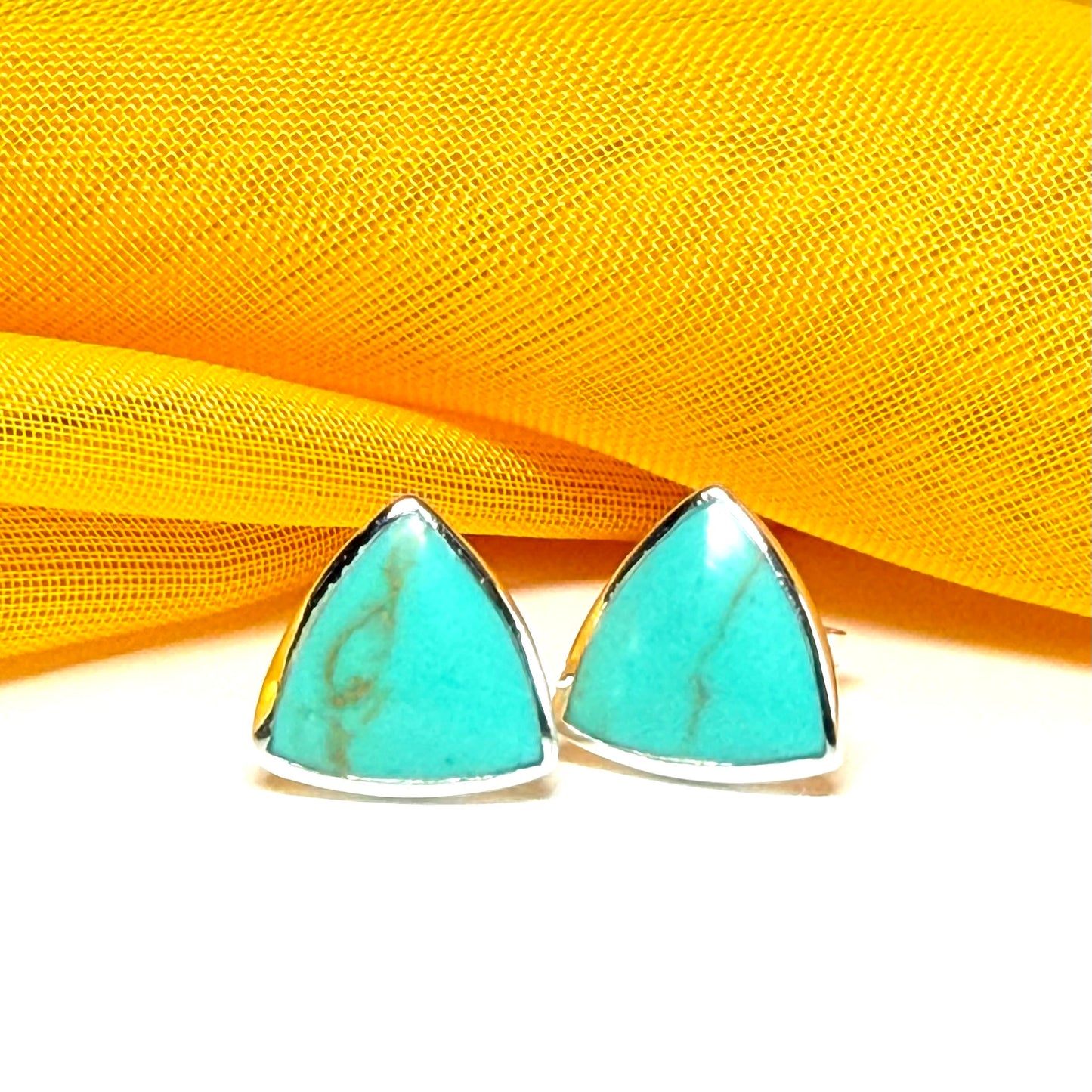 Sterling silver turquoise stud earrings triangle shaped
