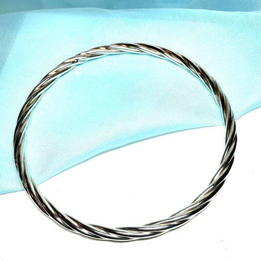 Sterling silver twisted patterned slave bangle