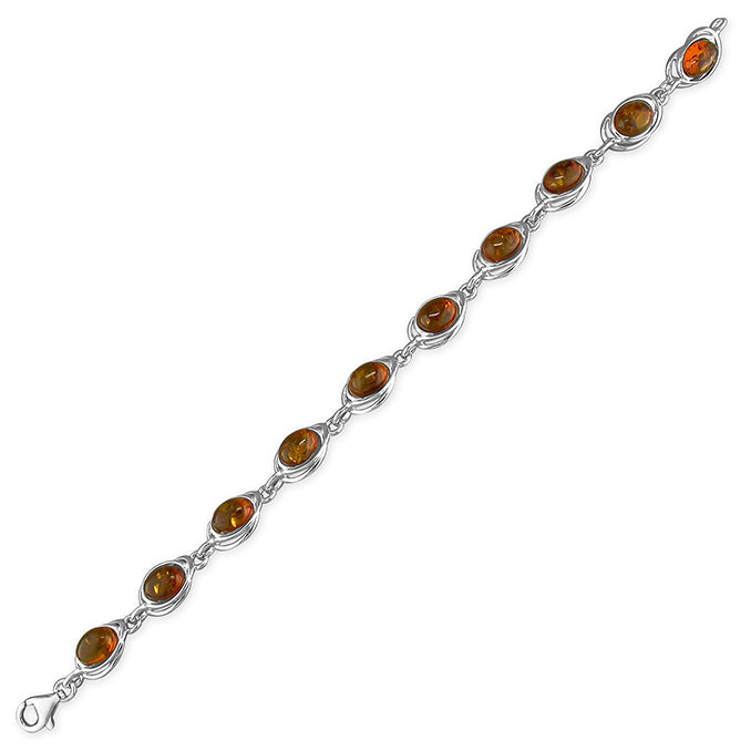 Real amber bracelet oval pierced fancy design