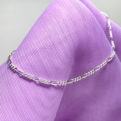 Silver bracelet ladies fine delicate Figaro link design solid