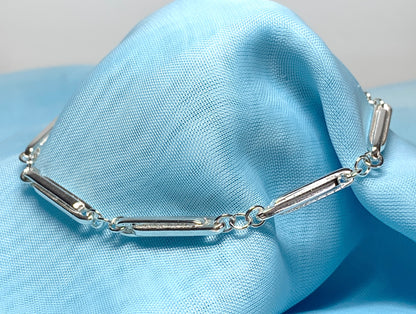 Ladies twisted sterling silver bracelet fancy patterned solid link