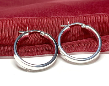 Sterling silver round hoop earrings 25 mm