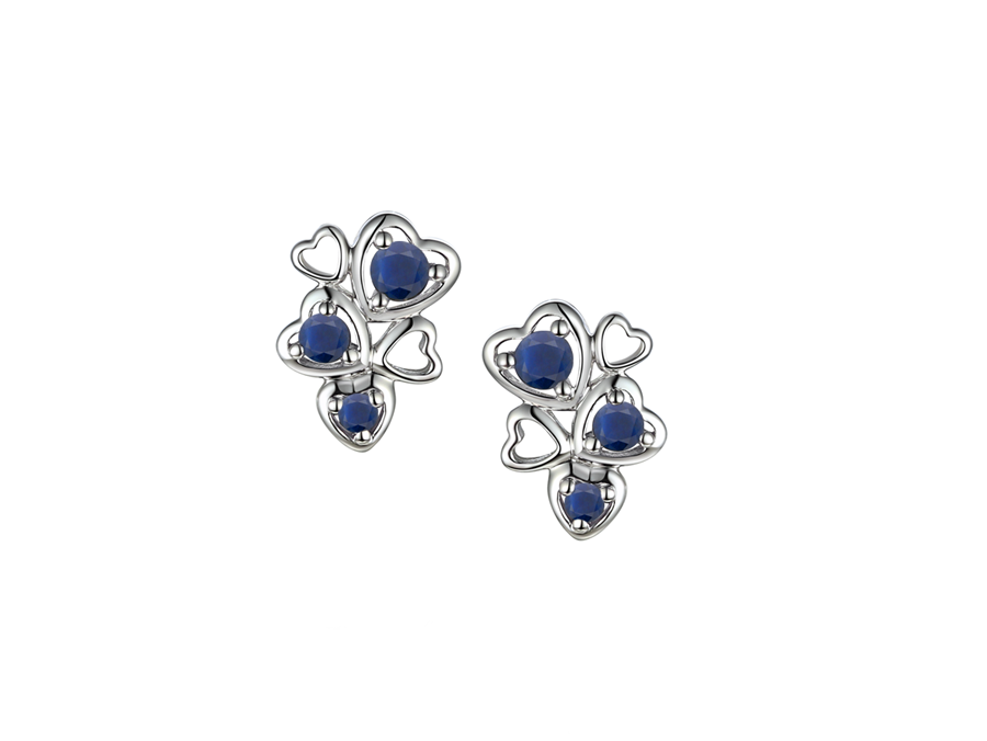 Sterling silver real sapphire heart earrings
