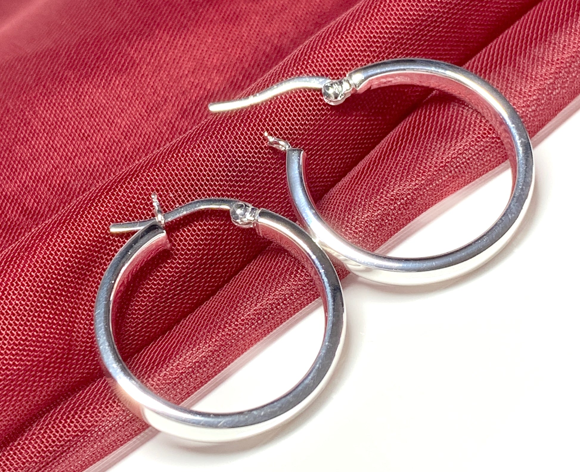 Sterling silver round hoop earrings 25 mm