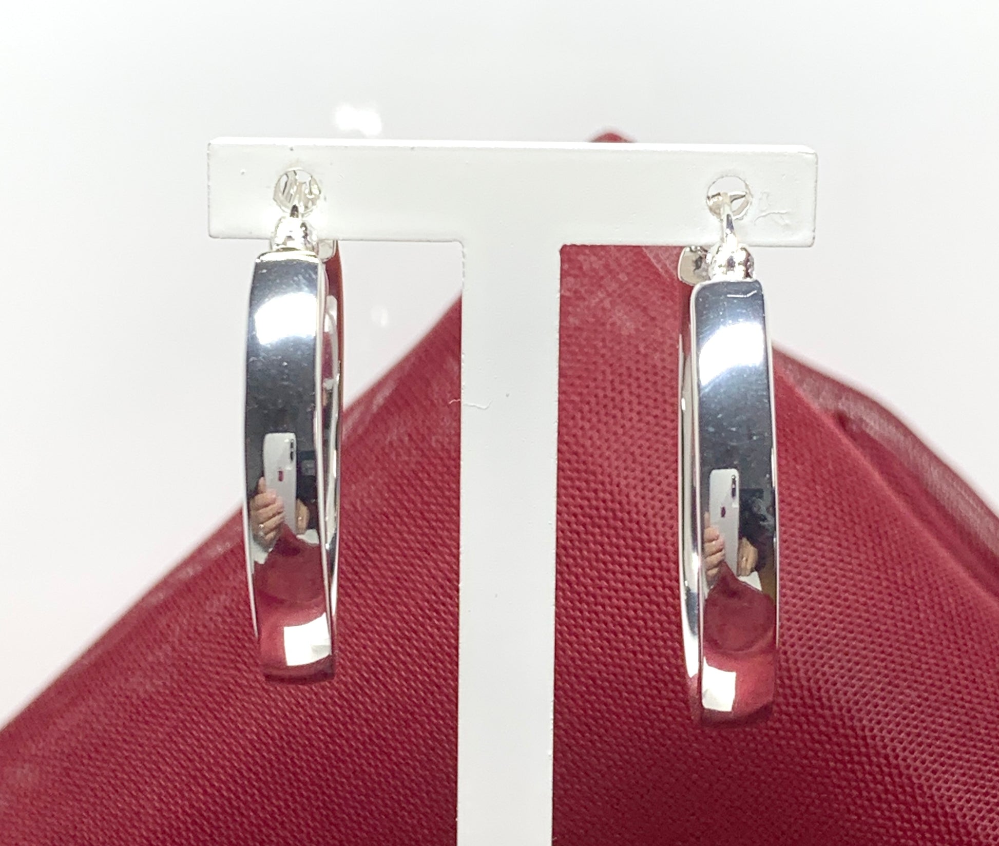 Sterling silver round hoop earrings 25 mm