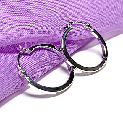 Sterling silver round hoop earrings 20 mm