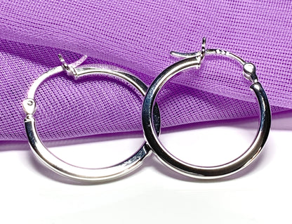 Sterling silver round hoop earrings 20 mm