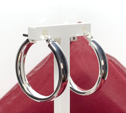 Sterling silver round hoop earrings 25 mm