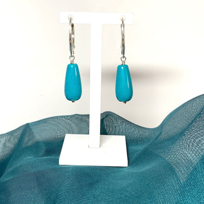 Small Teardrop Turquoise Sterling Silver Drop Earrings