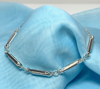 Ladies twisted sterling silver bracelet fancy patterned solid link