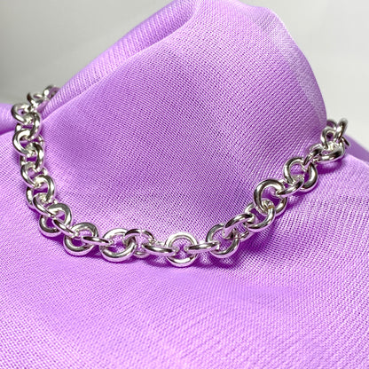 Sterling silver solid round link bracelet