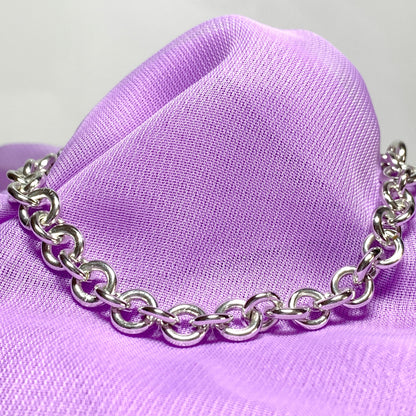 Sterling silver solid round link bracelet