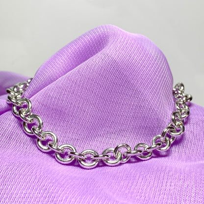 Sterling silver solid round link bracelet