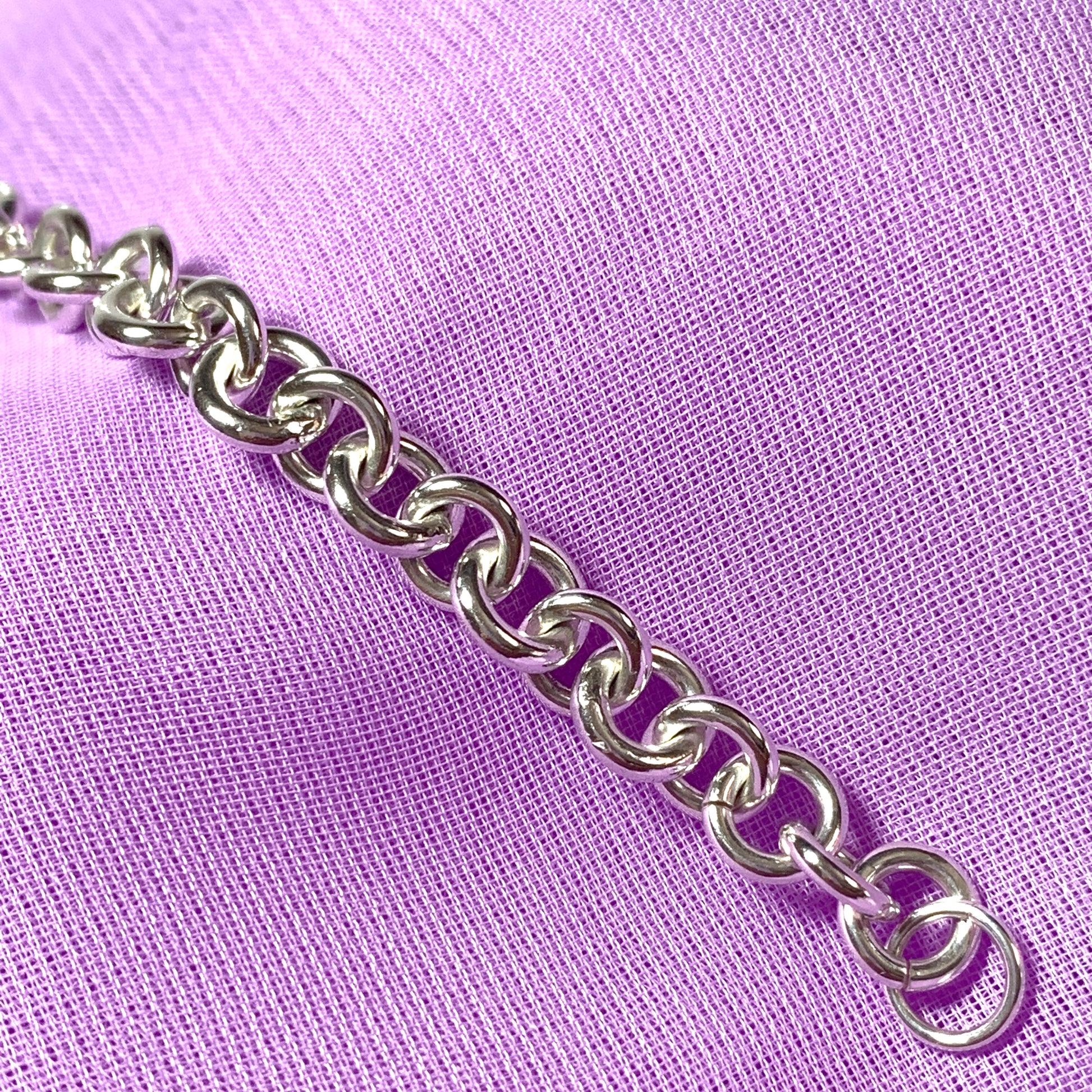 Sterling silver solid round link bracelet