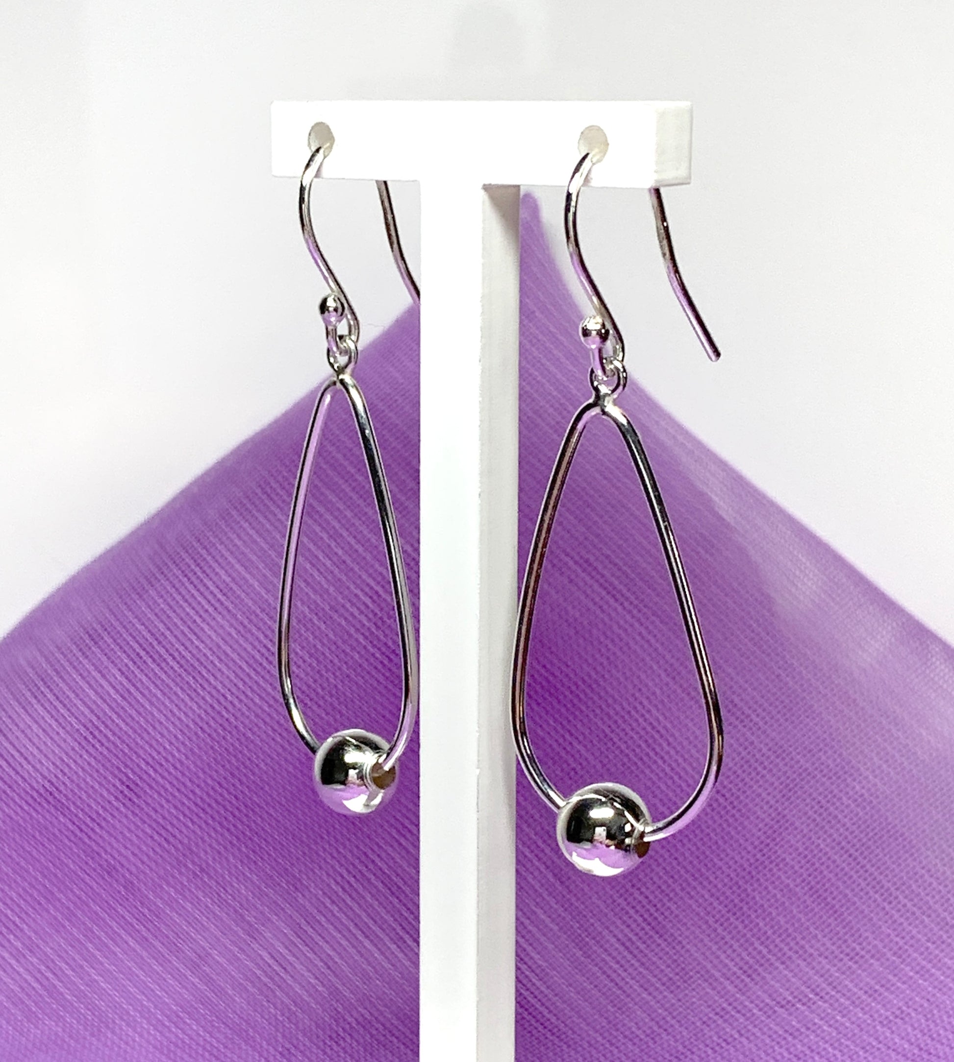 Sterling silver teardrop and ball shaped drop earrings